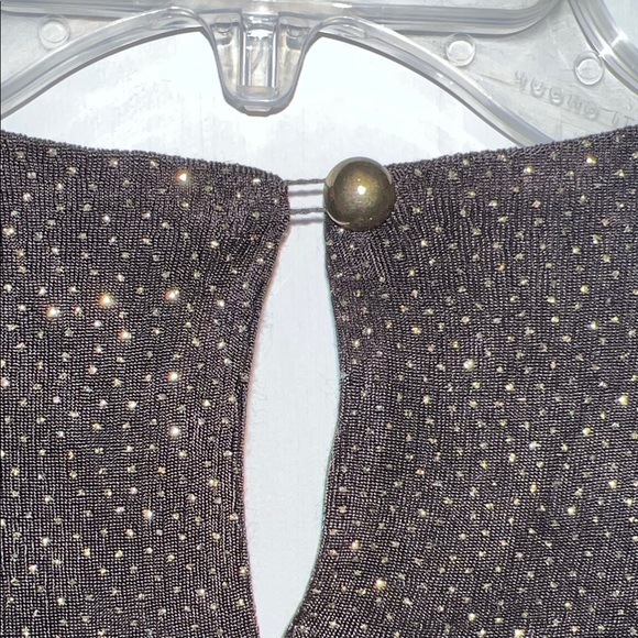 Vintage Zeeba Glamorous Black Glitter Open Shoulder Sparkly Dress I40 - Picture 4 of 4